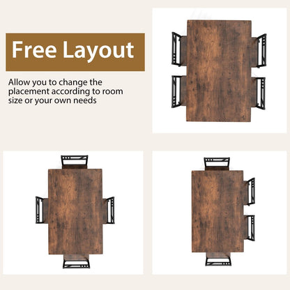 Industrial-Style Kitchen Table and 4 Chairs with Wood like Tabletop and Metal Frame