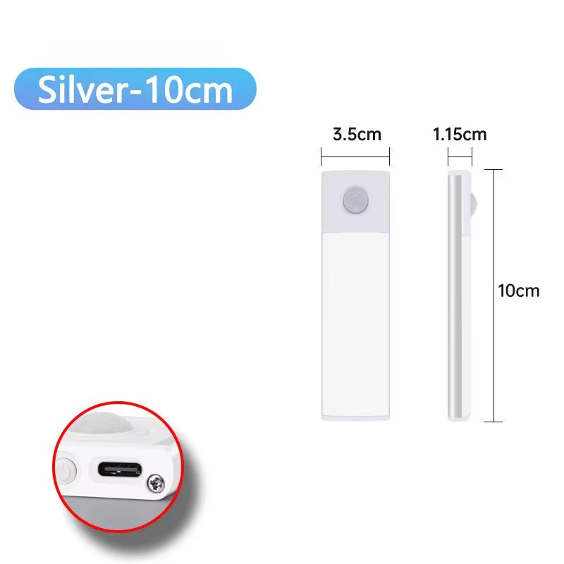 Cabinet Lights Motion Sensor LED Wireless USB under Ultra Thin Night Light for Kitchen Cabinet Bedroom Wardrobe Indoor Lighting