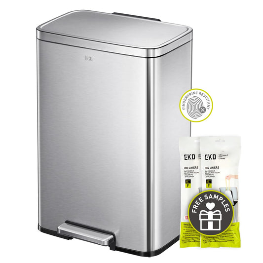Madison Brushed Stainless 50 Liter/13.2 Gallon Step Trash Can with Inner Liner - Fingerprint Resistant Finish