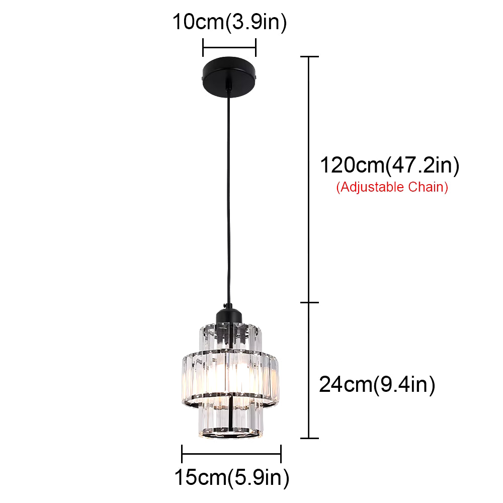 Gold/Black Crystal Pendant Light Mini Modern Luxury Ceiling Pendant Light Fixtures Adjustable Hanging Lamp Dining Room Bathroom