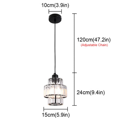 Gold/Black Crystal Pendant Light Mini Modern Luxury Ceiling Pendant Light Fixtures Adjustable Hanging Lamp Dining Room Bathroom