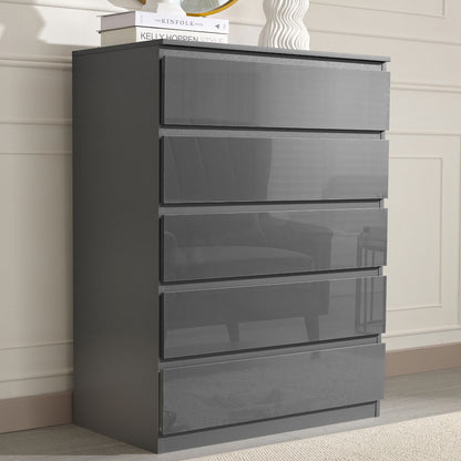 High Gloss Chest of Drawers Bedside Cabinet Tall Wide Storage Bedroom Furniture
