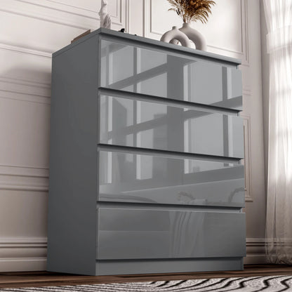 High Gloss Chest of Drawers Bedside Cabinet Tall Wide Storage Bedroom Furniture