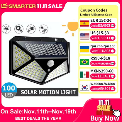 Multifunctional Solar Lamp Outdoor Garden Decoration Solar LED Light Waterproof Sunlight Powered Spotlight with Motion Sensor