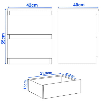 High Gloss Chest of Drawers Bedside Cabinet Tall Wide Storage Bedroom Furniture
