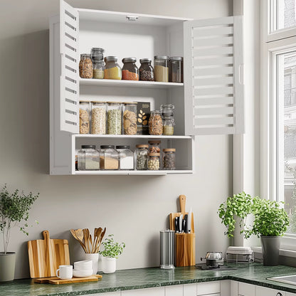 Natural Bamboo Bathroom Cabinet Wall Mounted Kitchen Cabinet Cupboard Storage Organizer 3 Tier Shelf