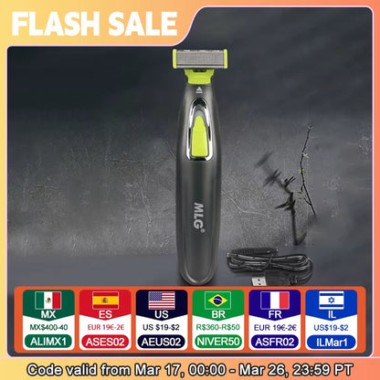 Electric Shaver for Men and Women Portable Full Body Trimmer USB T Shaped Blade Razor for Beard Armpit for Washable