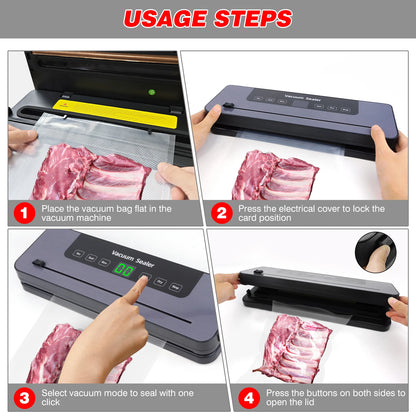 Vacuum Sealer Machine Electric Sealing Machine Automatic Food Dry Wet Vaccum Packing Saver with 10 Free Sealing Bags