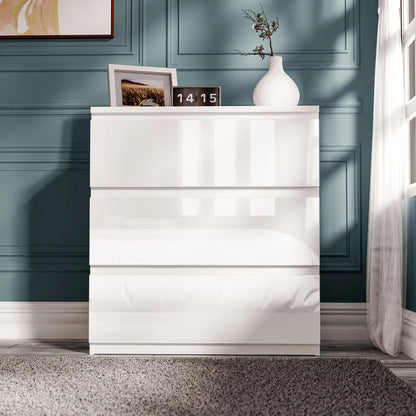 High Gloss Chest of Drawers Bedside Cabinet Tall Wide Storage Bedroom Furniture
