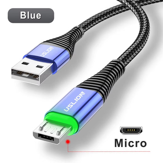 LED 3A USB Type C Cable Micro USB Fast Charging Wire for Samsung Xiaomi Huawei Mobile Phone Charge USB C Data Charge Cord
