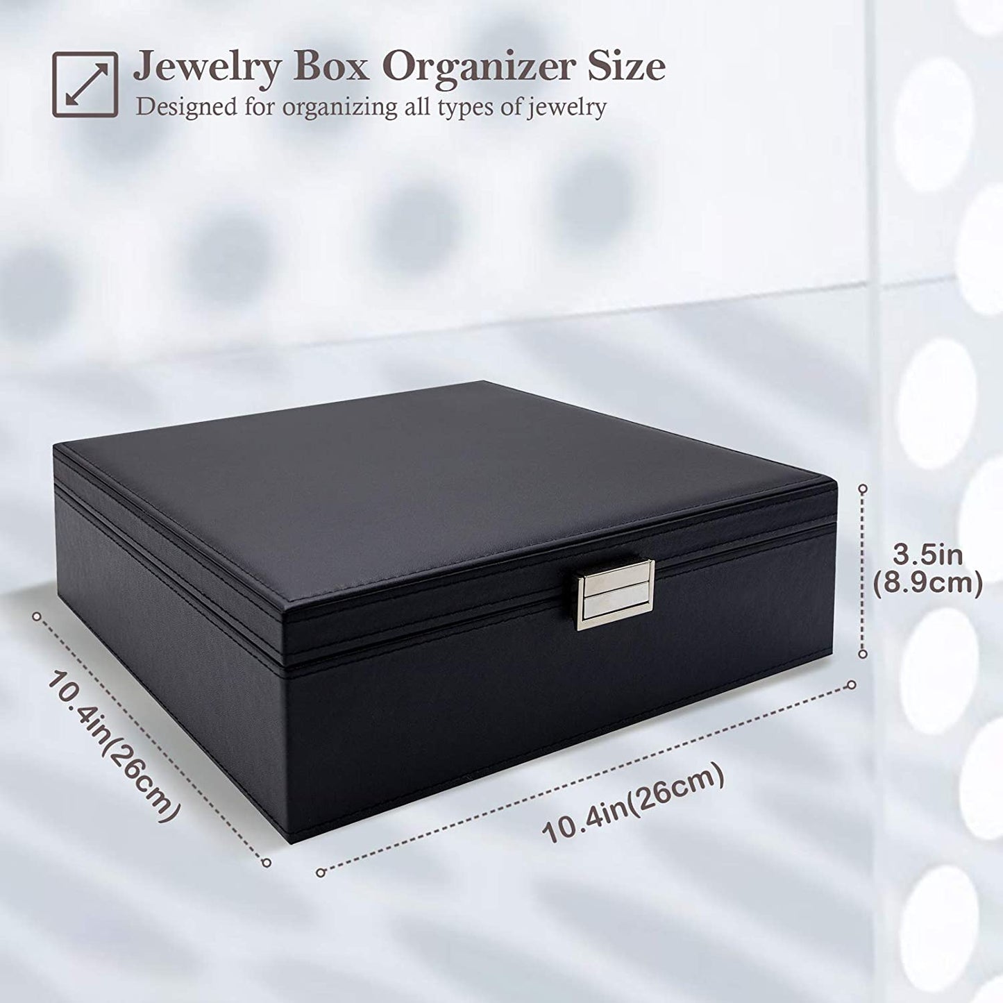 Jewellery Box Organiser, Large Jewellery Boxes with 2 Tiers, Gift Jewellery Storage Cases with Removable Divider for Earrings, Bracelets, Rings, Necklaces -Black