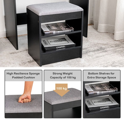 Vanity Set with LED Lighted Mirror Modern Dressing Makeup Vanity Table with Large Drawer