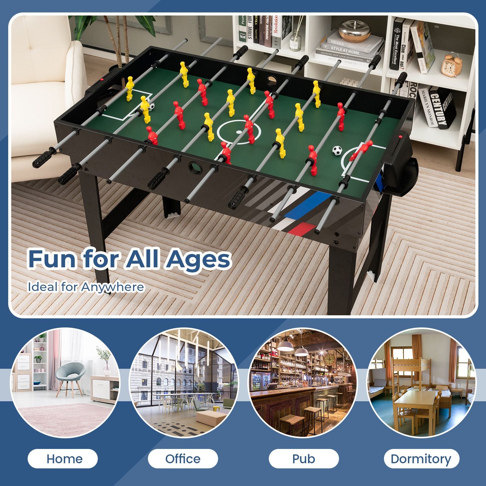 125CM 4-In-1 Multi Games Table with Accessories for Home Play Room