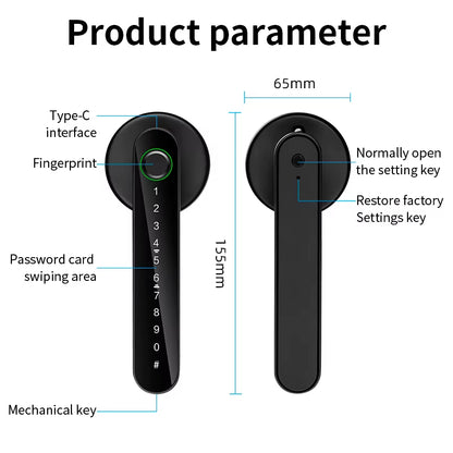 Fingerprint Door Lock Tuya Smart /Smart Life Electronic Door Lock with Fingerprint/Password/Key/Tuya App/Card Unlock