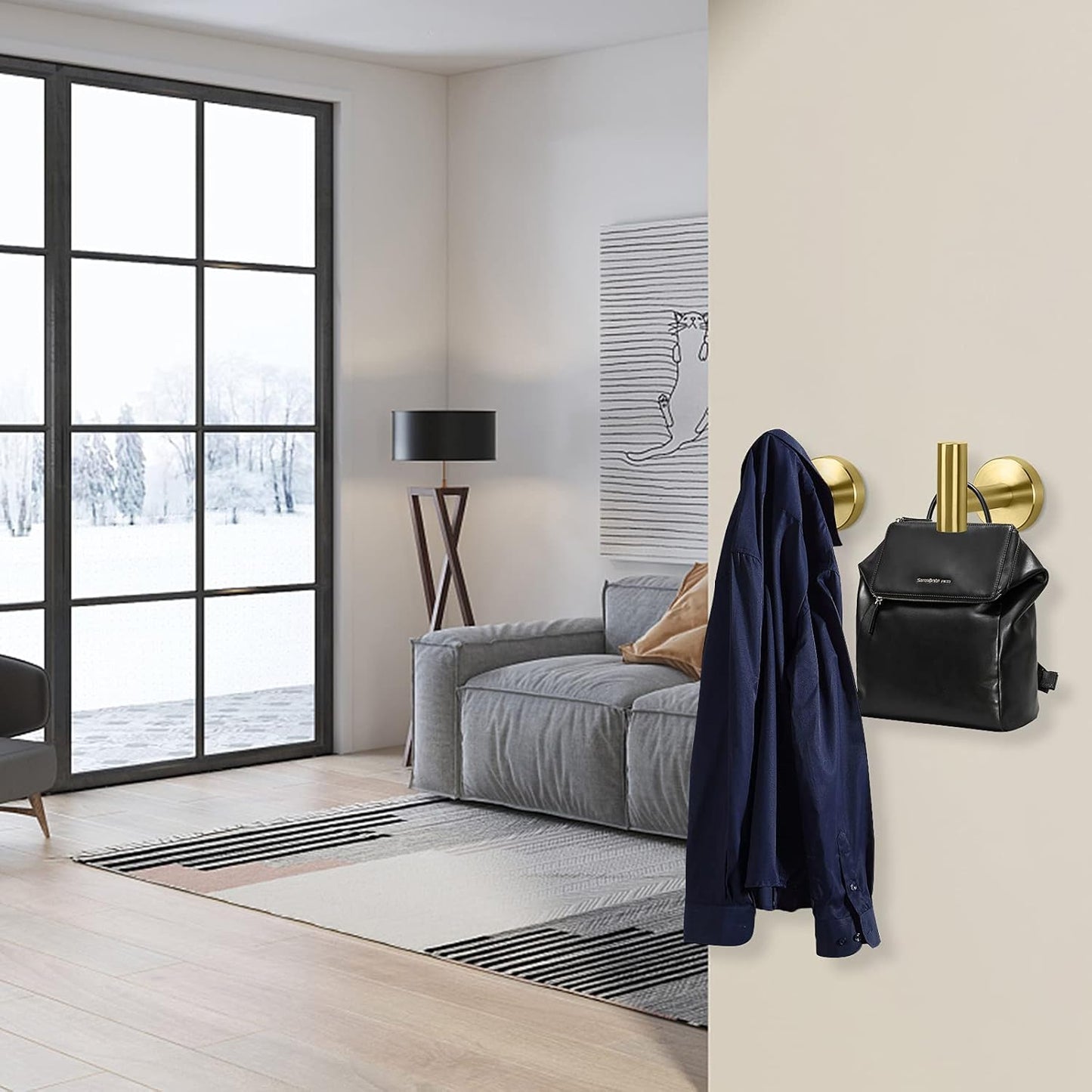 Bath Towel Hooks- SUS 304 Stainless Steel Robe Hook Holder, Heavy Duty Coat Hook for Bathroom Livingroom Hotel Kitchen Garage, Wall Mounted- 4 Pack (Brushed Gold)