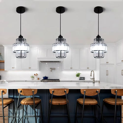 Gold/Black Crystal Pendant Light Mini Modern Luxury Ceiling Pendant Light Fixtures Adjustable Hanging Lamp Dining Room Bathroom