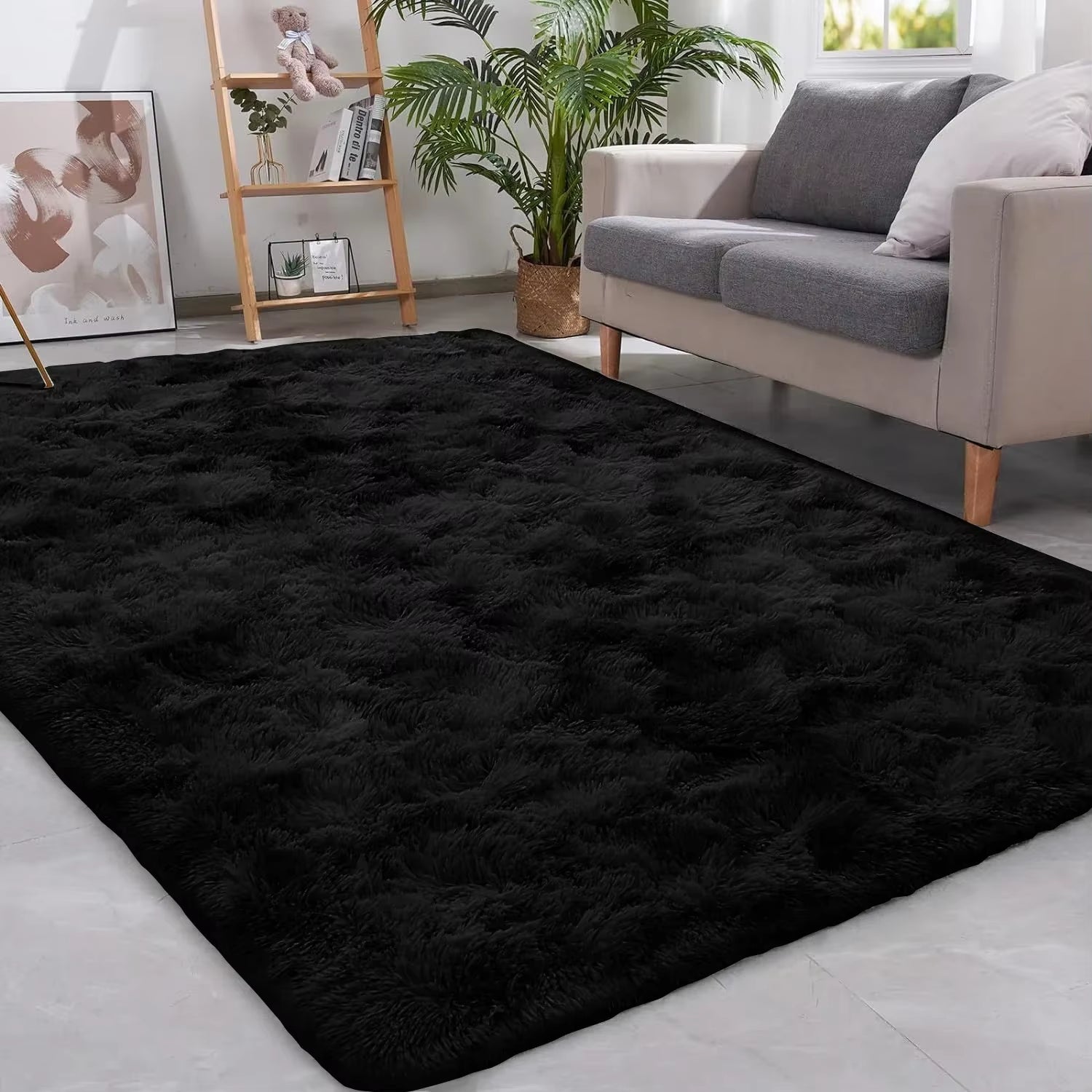 Gray Carpet for Living Room Plush Rug Bed Room Floor Fluffy Mats Anti-Slip Home Decor Rugs Soft Velvet Carpets Kids Room Blanket
