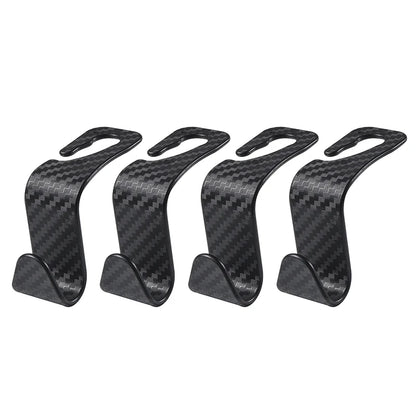 4Pcs Carbon Fibre Hook Car Seat Headrest Hook Auto Back Seat Organizer Hanger Handbag Clothes Bracket Car Interior Accessories