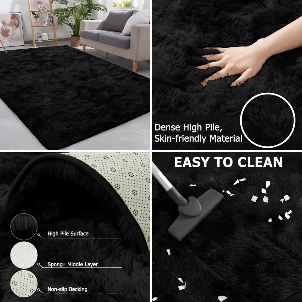 Gray Carpet for Living Room Plush Rug Bed Room Floor Fluffy Mats Anti-Slip Home Decor Rugs Soft Velvet Carpets Kids Room Blanket