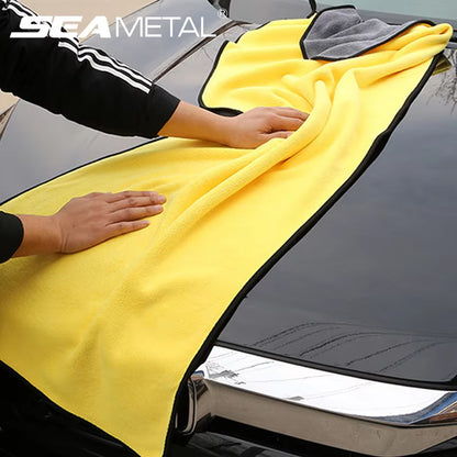 SEAMETAL Microfiber Car Washing Towel 400GSM Double-Sided Coral Velvet Clean Towels High Water Absorption Car Wash Drying Cloth