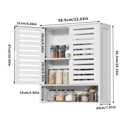 Natural Bamboo Bathroom Cabinet Wall Mounted Kitchen Cabinet Cupboard Storage Organizer 3 Tier Shelf